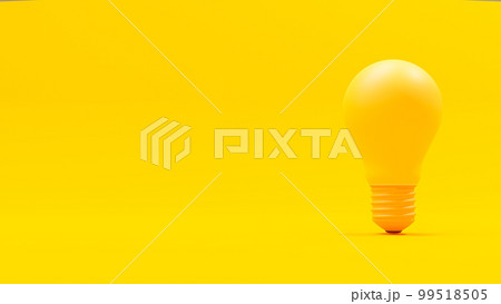 Yellow bulb On yellow background isolated. Space on side for text or banners. Designed in minimal concept. Yellow bulb On yellow background isolated. Space on side for text or banners. Designed in minimal concept. 99518505