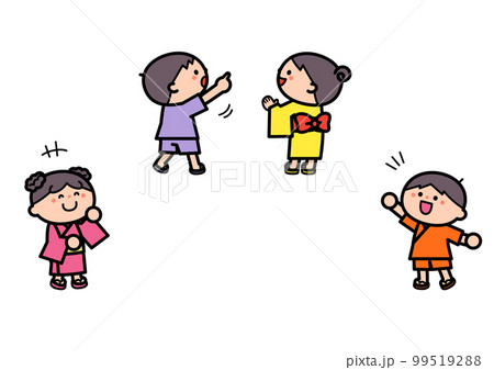 縁日イラスト：見物して楽しむ子どもたち 99519288