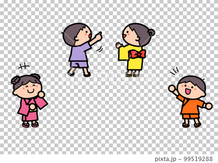 縁日イラスト：見物して楽しむ子どもたち 99519288