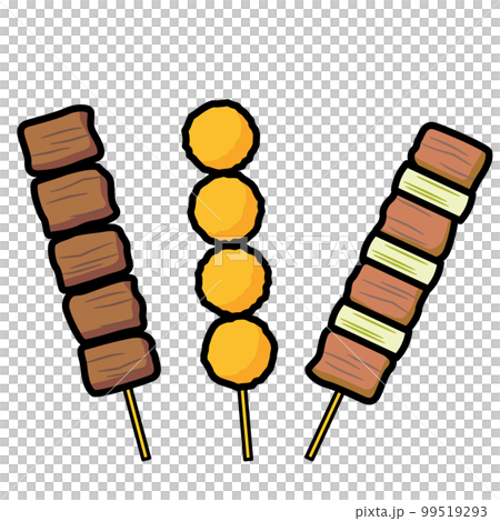 展會插圖：烤串、牛肉串、烤雞肉串、肉丸 99519293