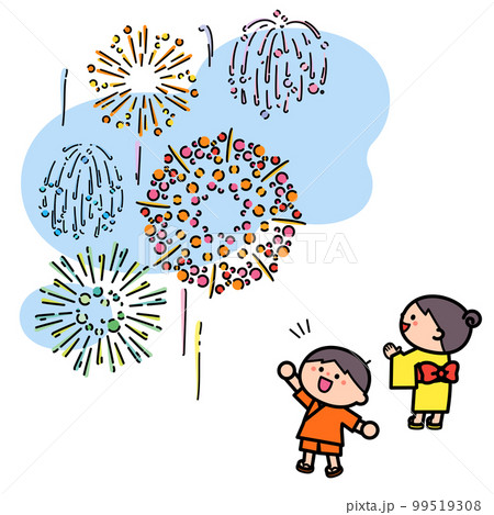 打上花火を見る子どもたち 打上花火を見る子どもたち 99519308