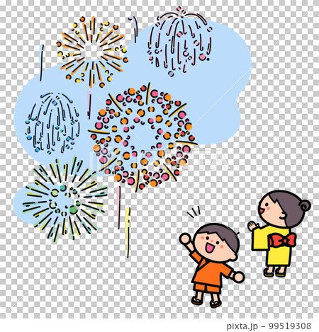 打上花火を見る子どもたち 打上花火を見る子どもたち 99519308