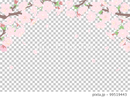 花びらが舞う桜の花のトンネルフレーム　A4サイズ横型 99519443