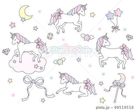 ユニコーン　イラスト　素材　セット　かわいい 99519518