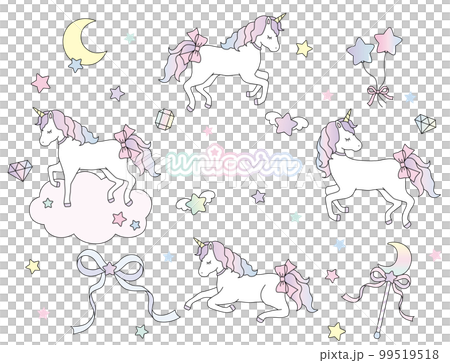 Unicorn illustration material set cute 99519518