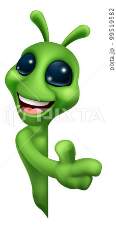 Alien Cute Little Green Man Martian Cartoon Mascot 99519582