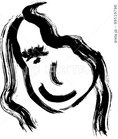 Dry Brush Grunge Style Simple Girl Portrait. Dry Brush Grunge Style Simple Girl Portrait. 99519796
