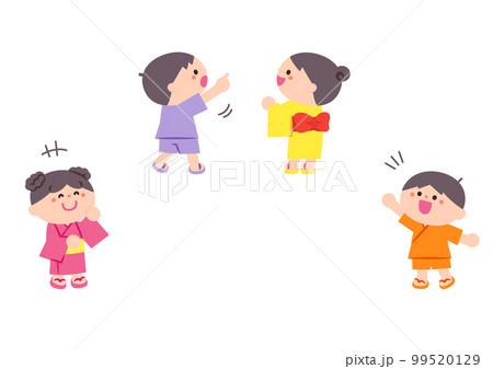 縁日イラスト：見物して楽しむ子どもたち 99520129