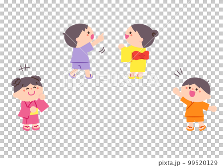 縁日イラスト：見物して楽しむ子どもたち 99520129