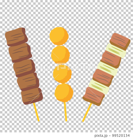 縁日イラスト：串焼き、牛串、焼き鳥、つくね 99520134