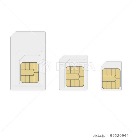 3種類のサイズのSIMカードのイラストセット 99520944