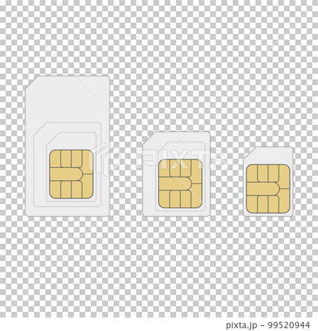 3種類のサイズのSIMカードのイラストセット 99520944
