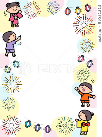 イラストフレーム　花火を見る子どもたち 99521213