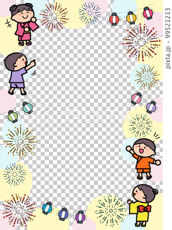 イラストフレーム　花火を見る子どもたち 99521213