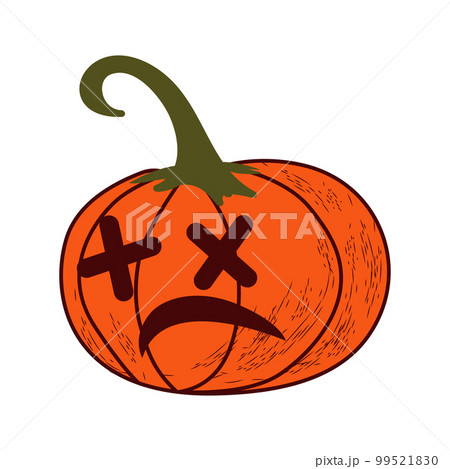 Pumpkin with eyes and mouth on Halloween on a white isolated background. Vector illustration 99521830