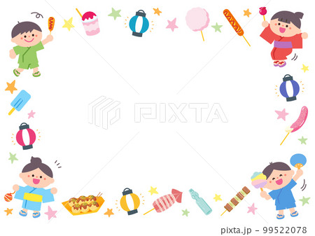 イラストフレーム　夏祭りの子どもたち 99522078