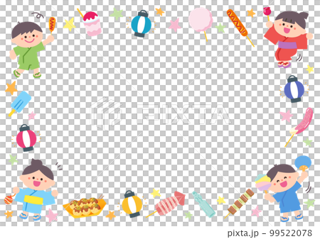 Illustration frame children at the summer festival Illustration frame children at the summer festival 99522078