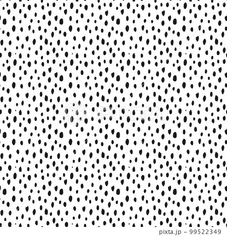 Seamless speckled pattern with black hand drawn dots on white background. Polka dot, black on white. Vector illustration. 99522349