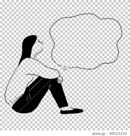 一個坐著的女人的矢量線圖 99523254