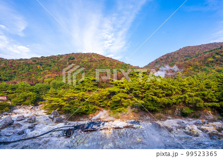 雲仙地獄風景(紅葉風景)「湯けむりと硫黄岩」「長崎県雲仙市 雲仙地獄風景」 雲仙地獄風景(紅葉風景)「湯けむりと硫黄岩」「長崎県雲仙市 雲仙地獄風景」 99523365