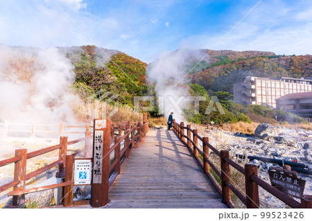 雲仙地獄風景「湯けむりと硫黄岩」「長崎県雲仙市　雲仙地獄風景」 99523426
