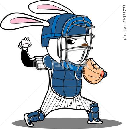 ウサギの野球選手、キャッチャー 99523773
