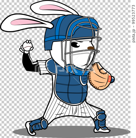 ウサギの野球選手、キャッチャー 99523773