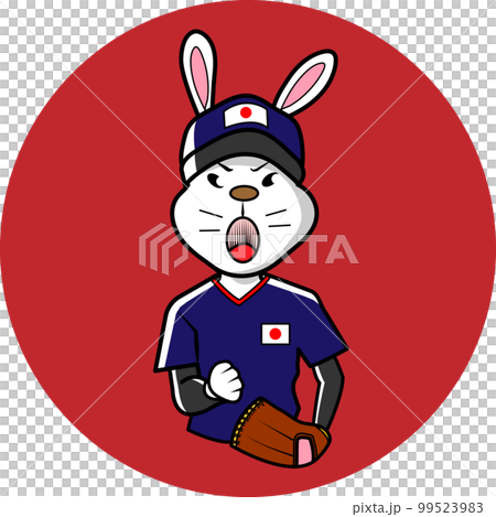 Guts pose rabbit baseball player 99523983