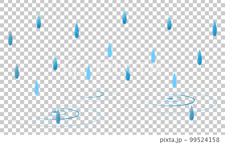 落雨和漣漪蔓延的水坑插圖素材 99524158