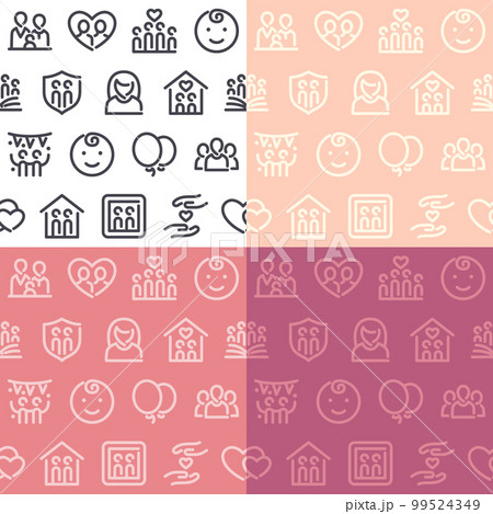 Family Seamless Pattern with Icons 99524349