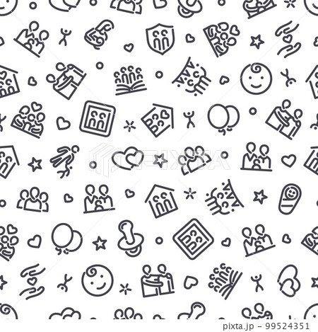 Family Seamless Pattern with Icons 99524351