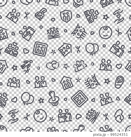 Family Seamless Pattern with Icons 99524351