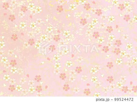 桜の花と金箔と和紙の和風ピンク背景素材 桜の花と金箔と和紙の和風ピンク背景素材 99524472