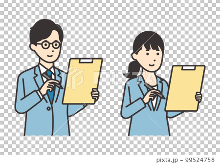 Illustration material set of women and men in suits filling out documents Illustration material set of women and men in suits filling out documents 99524758