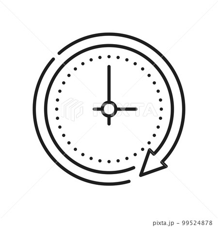 Clock timer outline icon, speed delivery sign. Vector round antique wall watch, time sign. Alarm stopwatch, watch face with dial. Black and white timepiece Clock timer outline icon, speed delivery sign. Vector round antique wall watch, time sign. Alarm stopwatch, watch face with dial. Black and white timepiece 99524878