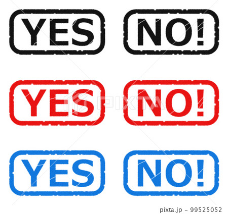 YESとNOで回答するスタンプのイラスト YESとNOで回答するスタンプのイラスト 99525052