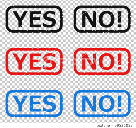 YESとNOで回答するスタンプのイラスト YESとNOで回答するスタンプのイラスト 99525052