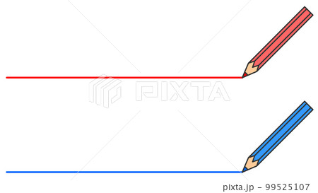 文房具の鉛筆で横向きの線を描くイラスト 99525107