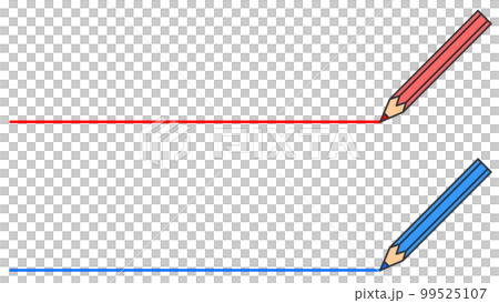 文房具の鉛筆で横向きの線を描くイラスト 99525107