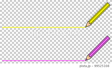 文房具の鉛筆で横向きの線を描くイラスト 99525108