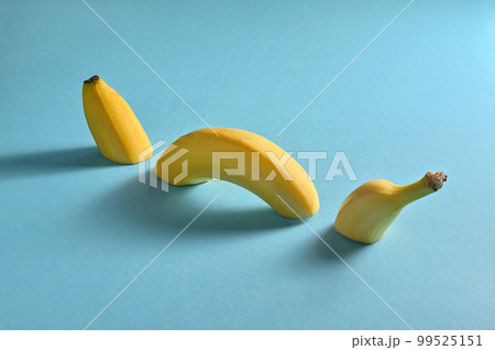 Sliced Banana like an Marine Animal Isolated On Blue Background 99525151
