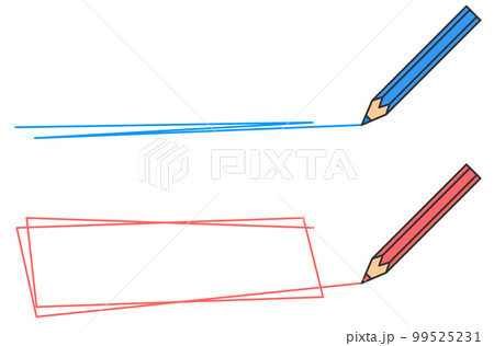 文房具の鉛筆で横向きの線を描くイラスト 99525231