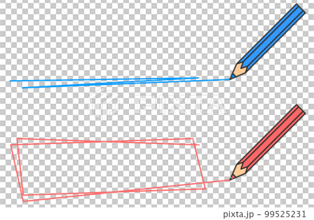 文房具の鉛筆で横向きの線を描くイラスト 99525231