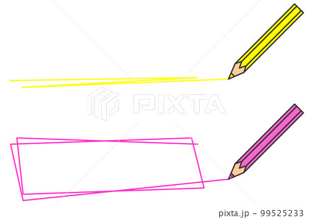 文房具の鉛筆で横向きの線を描くイラスト 99525233