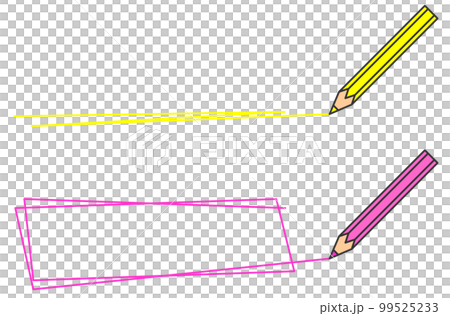 文房具の鉛筆で横向きの線を描くイラスト 99525233