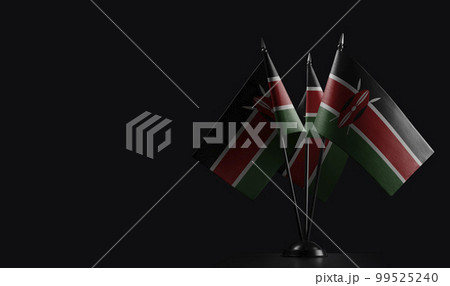 Small national flags of the Kenya on a black background Small national flags of the Kenya on a black background 99525240