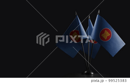 Small national flags of the ASEAN on a black background Small national flags of the ASEAN on a black background 99525383