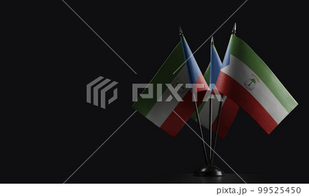Small national flags of the Equatorial Guinea on a black background Small national flags of the Equatorial Guinea on a black background 99525450