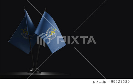 Small national flags of the World Health Organization WHO on a black background Small national flags of the World Health Organization WHO on a black background 99525589