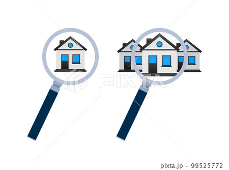 Real estate search. Search house icon. Magnifying glass Real estate search. Search house icon. Magnifying glass 99525772